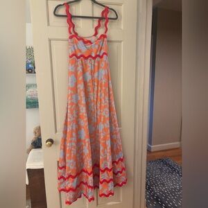 Floral Orange and Red Dress
